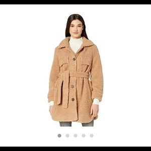 Blank NYC Faux Sherpa Belted Coat in Toffee XS
